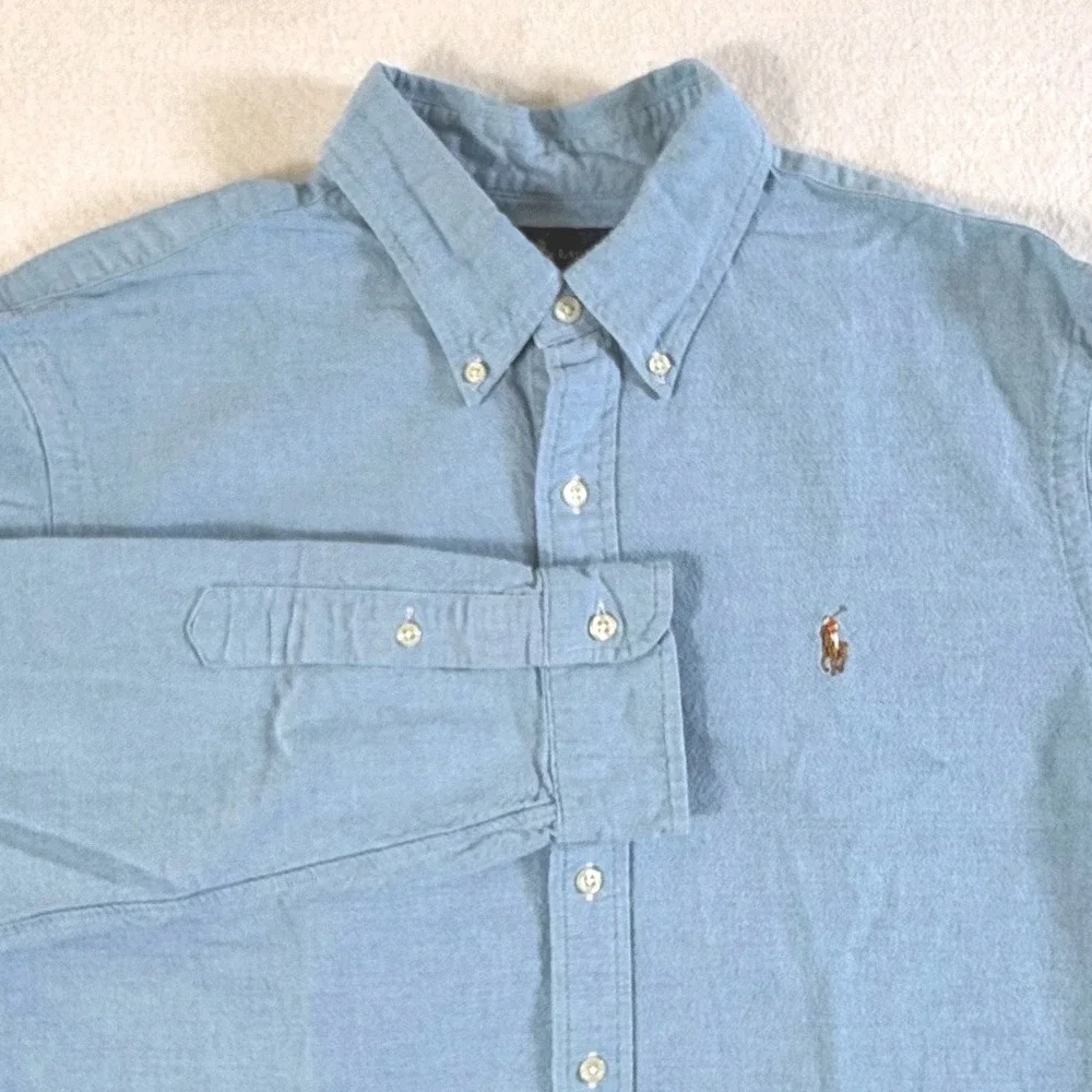 Ralph Lauren Oxford Shirt Mens XL Slim Fit Stretch Long Sleeve Blue